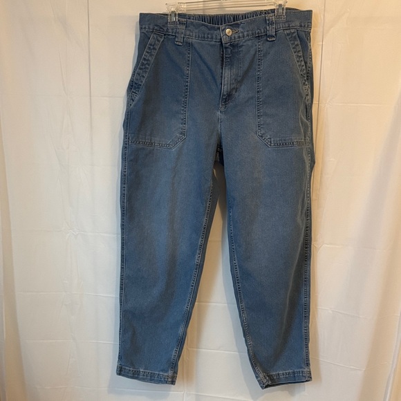 Old Navy Denim - Old Navy OG Chino Pants Womens Large High Rise Ankle Casual Elastic Waist Denim